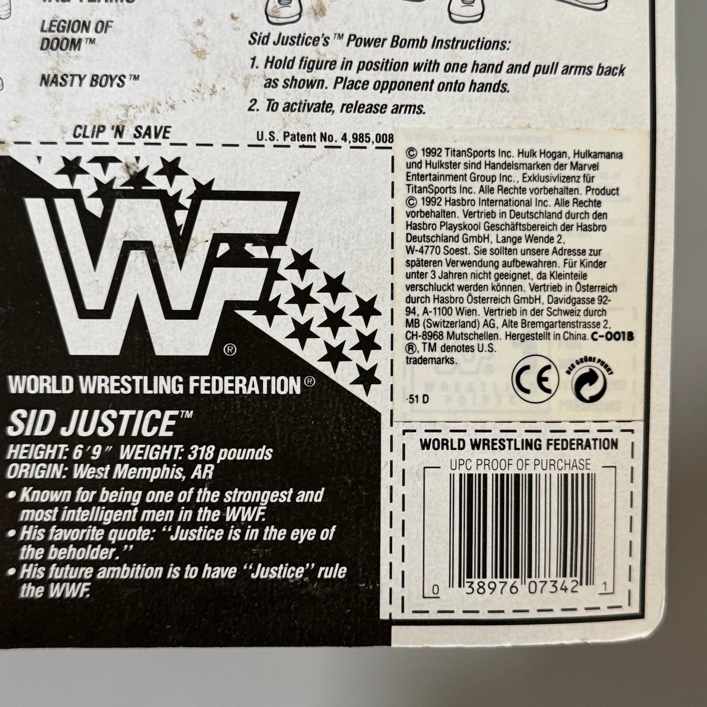 WWF Hasbro Sid Justice Series 5 MOC