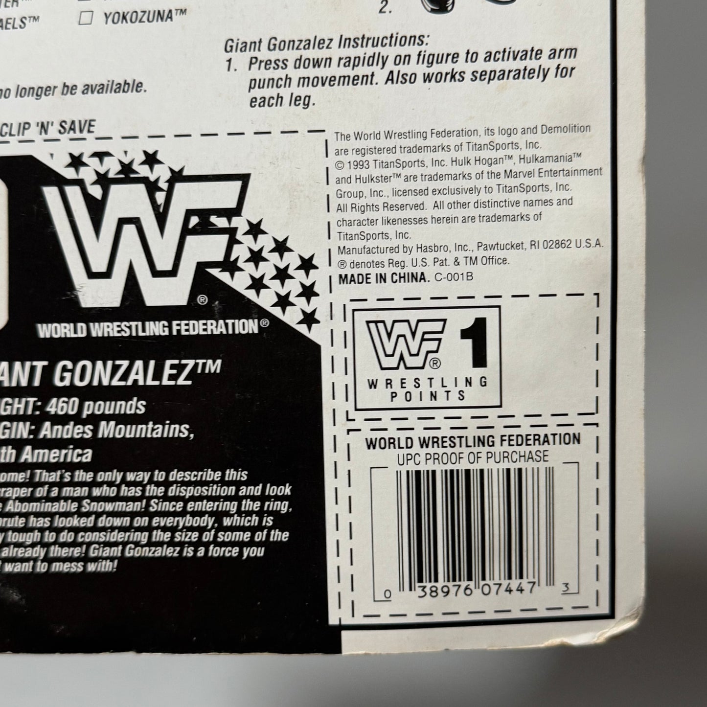 WWF Hasbro Giant Gonzalez Series 10 MOC