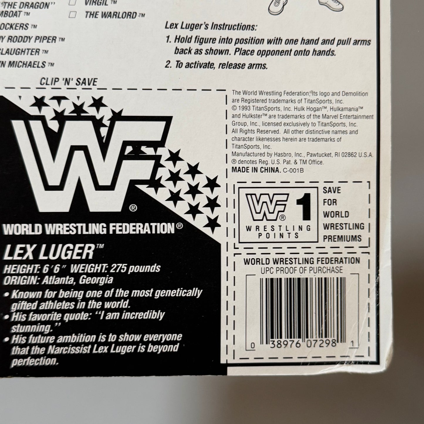 WWF Hasbro Lex Luger Series 8 MOC