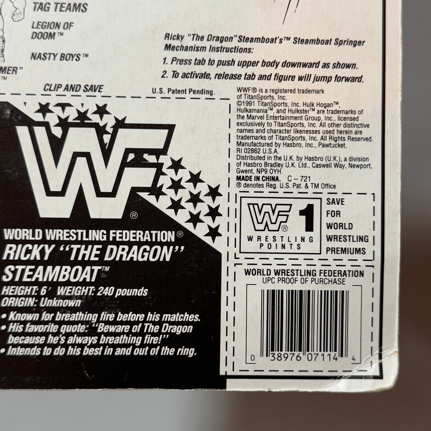 WWF Hasbro Ricky "The Dragon" Steamboat Series 4 MOC