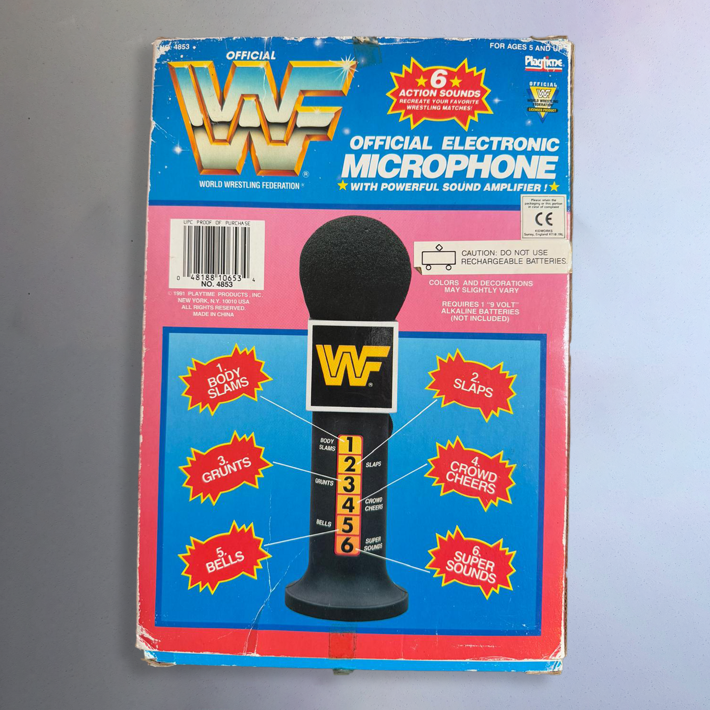 WWF Playtime Official Electronic Microphone Wrestler Hasbro WWE 1991 Hulk Hogan