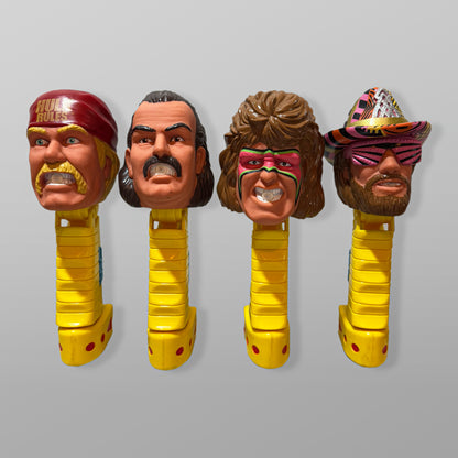 WWF Wrestling Vintage Power Grip Squirt Guns (Hulk Hogan, Jake The Snake, Ultimate Warrior, Macho Man Randy Savage)