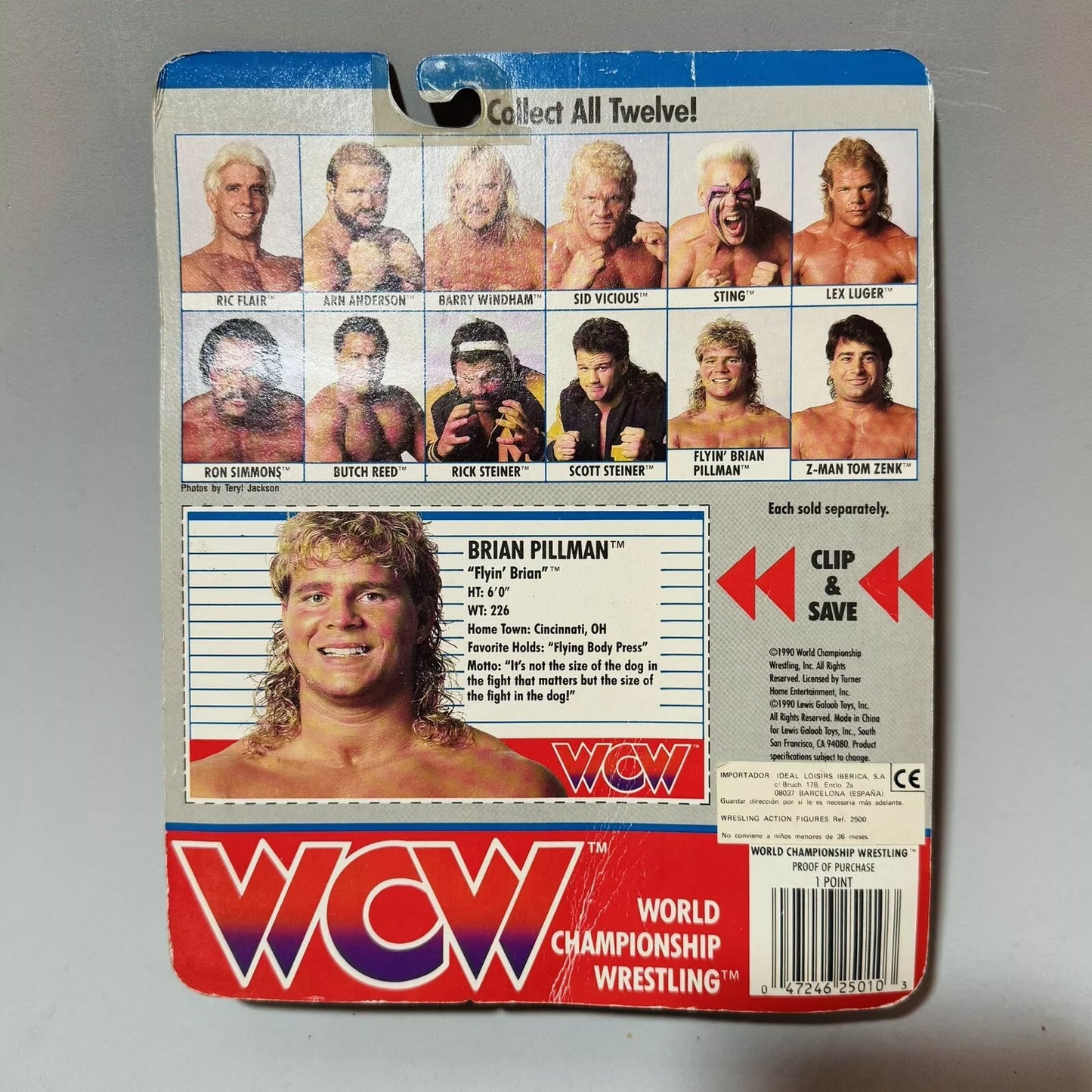 RARE WCW Brian Pillman figure Galoob MOC 1990 UNOPENED NEW